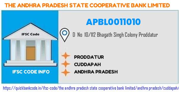 The Andhra Pradesh State Cooperative Bank Proddatur APBL0011010 IFSC Code