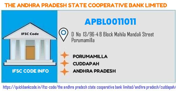 The Andhra Pradesh State Cooperative Bank Porumamilla APBL0011011 IFSC Code