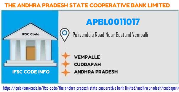 The Andhra Pradesh State Cooperative Bank Vempalle APBL0011017 IFSC Code