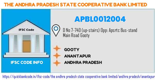 The Andhra Pradesh State Cooperative Bank Gooty APBL0012004 IFSC Code