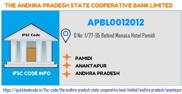 The Andhra Pradesh State Cooperative Bank Pamidi APBL0012012 IFSC Code