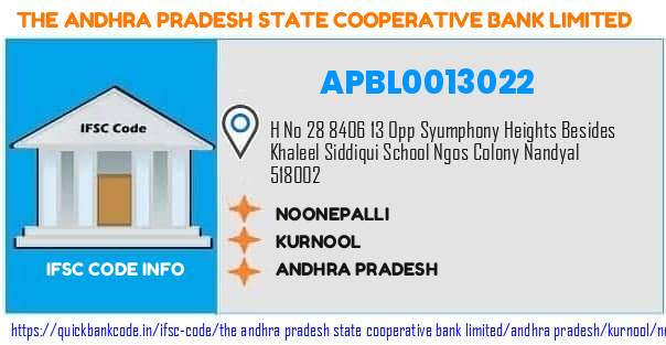 The Andhra Pradesh State Cooperative Bank Noonepalli APBL0013022 IFSC Code