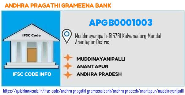 Andhra Pragathi Grameena Bank Muddinayanipalli APGB0001003 IFSC Code