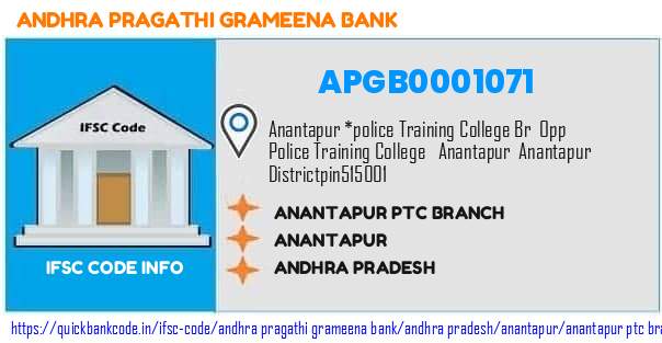 Andhra Pragathi Grameena Bank Anantapur Ptc Branch APGB0001071 IFSC Code