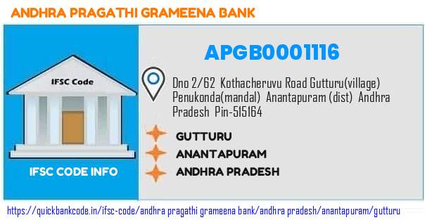 Andhra Pragathi Grameena Bank Gutturu APGB0001116 IFSC Code