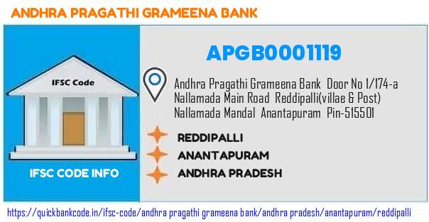 Andhra Pragathi Grameena Bank Reddipalli APGB0001119 IFSC Code