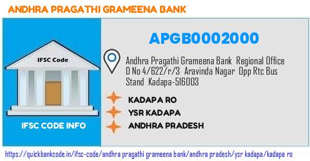 Andhra Pragathi Grameena Bank Kadapa Ro APGB0002000 IFSC Code