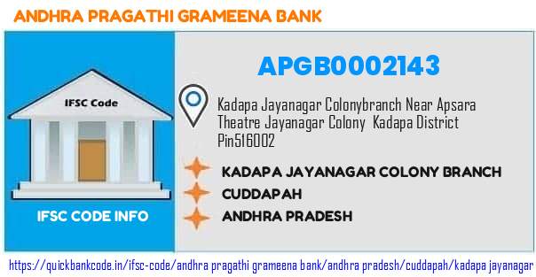 Andhra Pragathi Grameena Bank Kadapa Jayanagar Colony Branch APGB0002143 IFSC Code