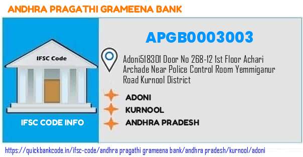 Andhra Pragathi Grameena Bank Adoni APGB0003003 IFSC Code