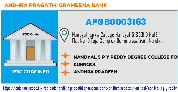 Andhra Pragathi Grameena Bank Nandyal S P Y Reddy Degree College For Women APGB0003163 IFSC Code