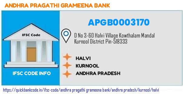 Andhra Pragathi Grameena Bank Halvi APGB0003170 IFSC Code