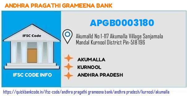 Andhra Pragathi Grameena Bank Akumalla APGB0003180 IFSC Code