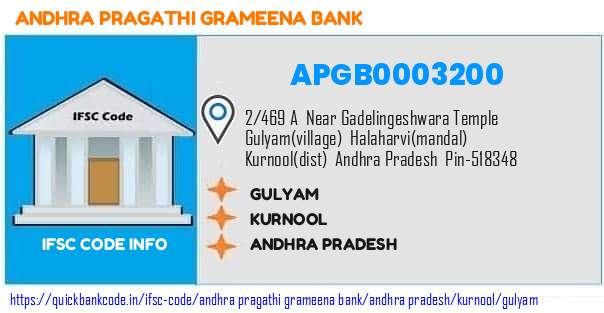 Andhra Pragathi Grameena Bank Gulyam APGB0003200 IFSC Code