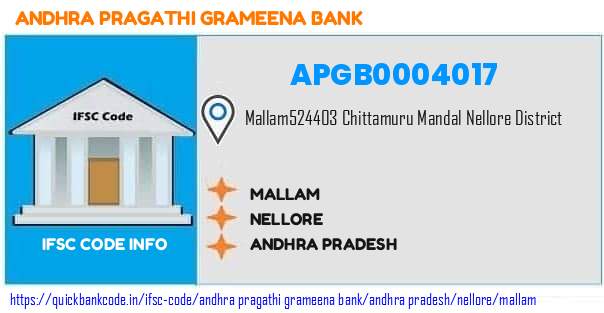Andhra Pragathi Grameena Bank Mallam APGB0004017 IFSC Code