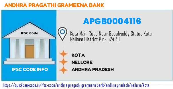 Andhra Pragathi Grameena Bank Kota APGB0004116 IFSC Code