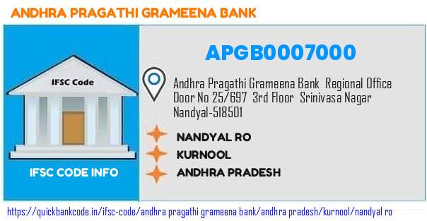 Andhra Pragathi Grameena Bank Nandyal Ro APGB0007000 IFSC Code