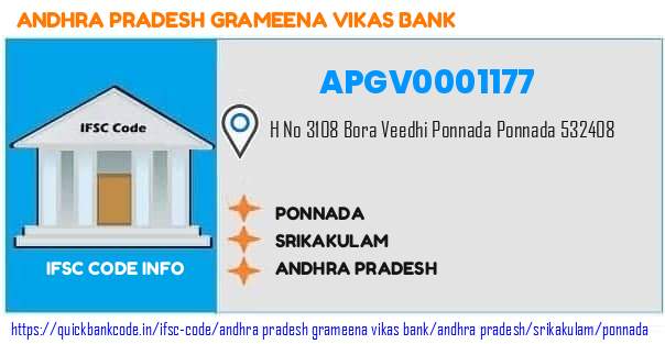 Andhra Pradesh Grameena Vikas Bank Ponnada APGV0001177 IFSC Code