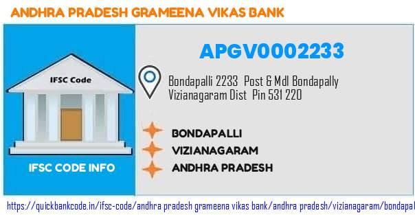 Andhra Pradesh Grameena Vikas Bank Bondapalli APGV0002233 IFSC Code