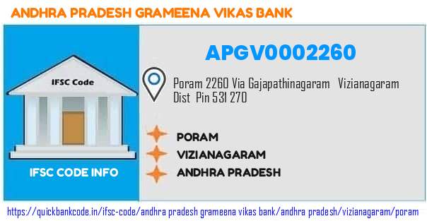 Andhra Pradesh Grameena Vikas Bank Poram APGV0002260 IFSC Code