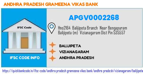 Andhra Pradesh Grameena Vikas Bank Balijipeta APGV0002268 IFSC Code