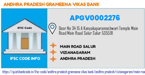 Andhra Pradesh Grameena Vikas Bank Main Road Salur APGV0002276 IFSC Code