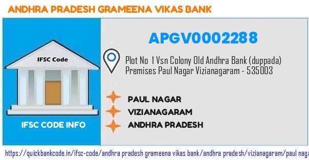 Andhra Pradesh Grameena Vikas Bank Paul Nagar APGV0002288 IFSC Code