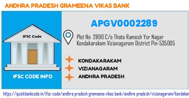 Andhra Pradesh Grameena Vikas Bank Kondakarakam APGV0002289 IFSC Code