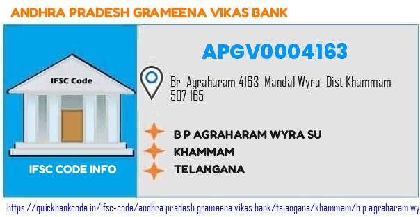 Andhra Pradesh Grameena Vikas Bank B P Agraharam Wyra Su APGV0004163 IFSC Code