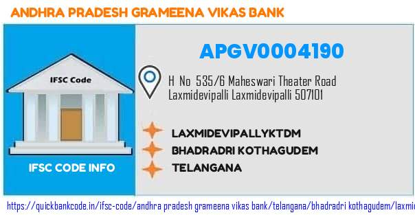 Andhra Pradesh Grameena Vikas Bank Laxmidevipallyktdm APGV0004190 IFSC Code