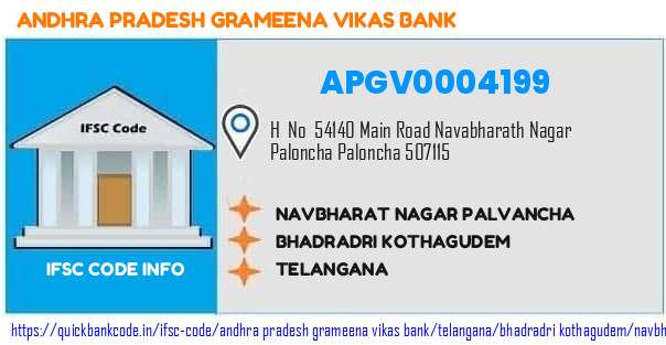 Andhra Pradesh Grameena Vikas Bank Navbharat Nagar Palvancha APGV0004199 IFSC Code