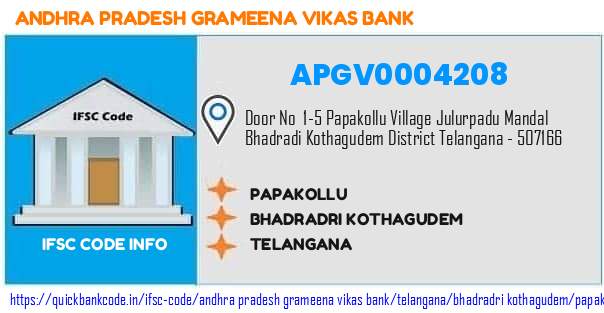 Andhra Pradesh Grameena Vikas Bank Papakollu APGV0004208 IFSC Code