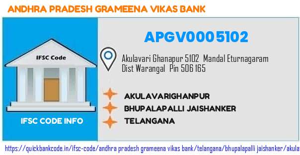 Andhra Pradesh Grameena Vikas Bank Akulavarighanpur APGV0005102 IFSC Code