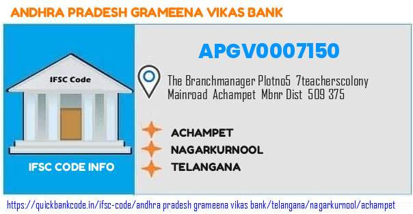 Andhra Pradesh Grameena Vikas Bank Achampet APGV0007150 IFSC Code