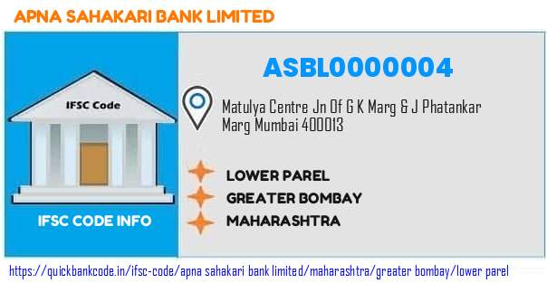 ASBL0000004 Apna Sahakari Bank. LOWER PAREL