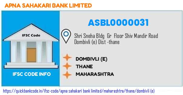 Apna Sahakari Bank Dombivli e ASBL0000031 IFSC Code