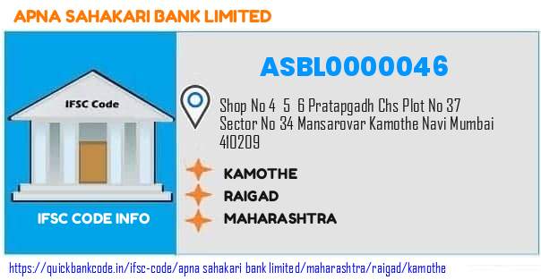 ASBL0000046 Apna Sahakari Bank. KAMOTHE