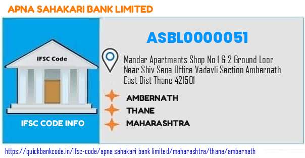 Apna Sahakari Bank Ambernath ASBL0000051 IFSC Code
