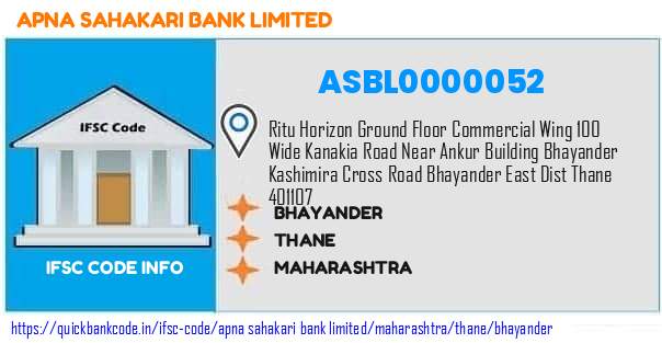 Apna Sahakari Bank Bhayander ASBL0000052 IFSC Code