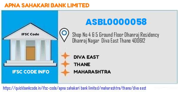 ASBL0000058 Apna Sahakari Bank. DIVA EAST