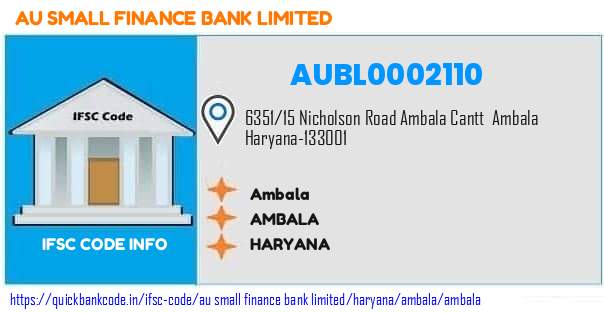 Au Small Finance Bank Ambala AUBL0002110 IFSC Code