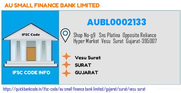 Au Small Finance Bank Vesu Surat AUBL0002133 IFSC Code