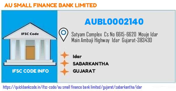 Au Small Finance Bank Idar AUBL0002140 IFSC Code