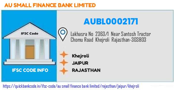 Au Small Finance Bank Khejroli AUBL0002171 IFSC Code