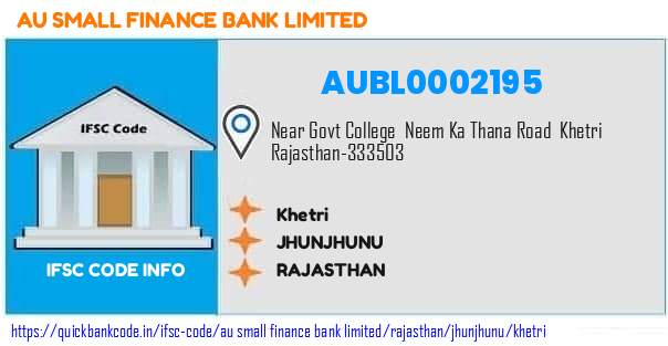 Au Small Finance Bank Khetri AUBL0002195 IFSC Code