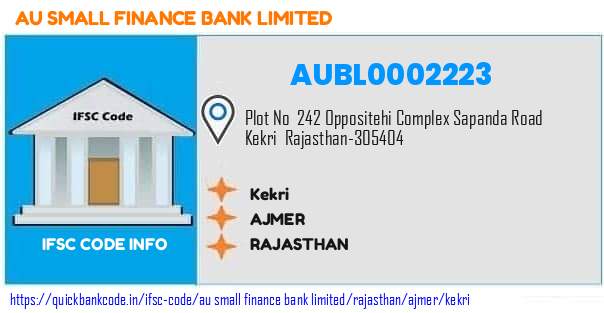 Au Small Finance Bank Kekri AUBL0002223 IFSC Code