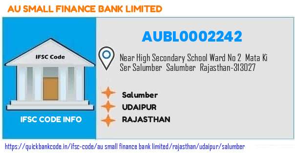 Au Small Finance Bank Salumber AUBL0002242 IFSC Code