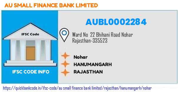 Au Small Finance Bank Nohar AUBL0002284 IFSC Code