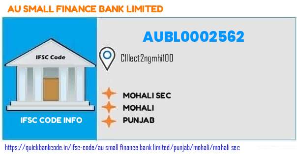 Au Small Finance Bank Mohali Sec AUBL0002562 IFSC Code