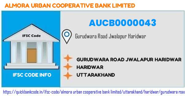 Almora Urban Cooperative Bank Gurudwara Road Jwalapur Haridwar AUCB0000043 IFSC Code