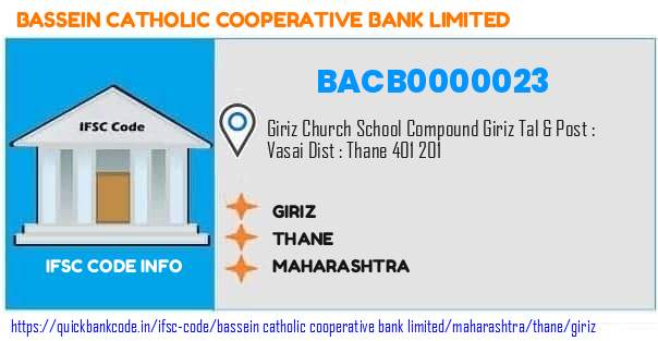 Bassein Catholic Cooperative Bank Giriz BACB0000023 IFSC Code